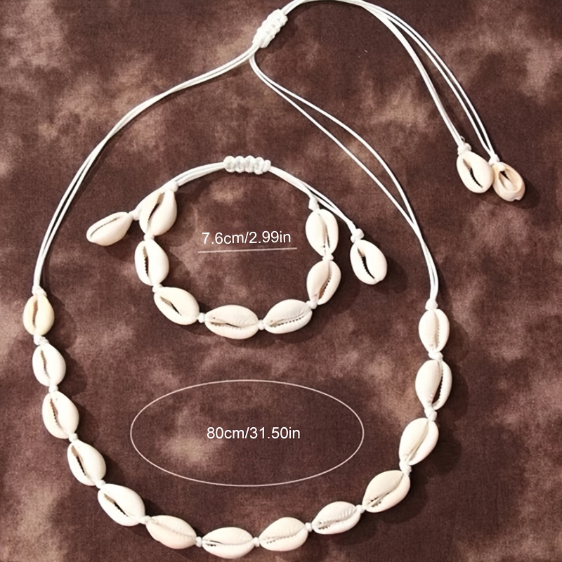 Women's Shell Choker Necklace & Bracelet Set, Nautical Style